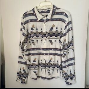 Idyllwind  Miranda Lambert Aztec Western Print Pearl Snaps Shirt ~ Sz L